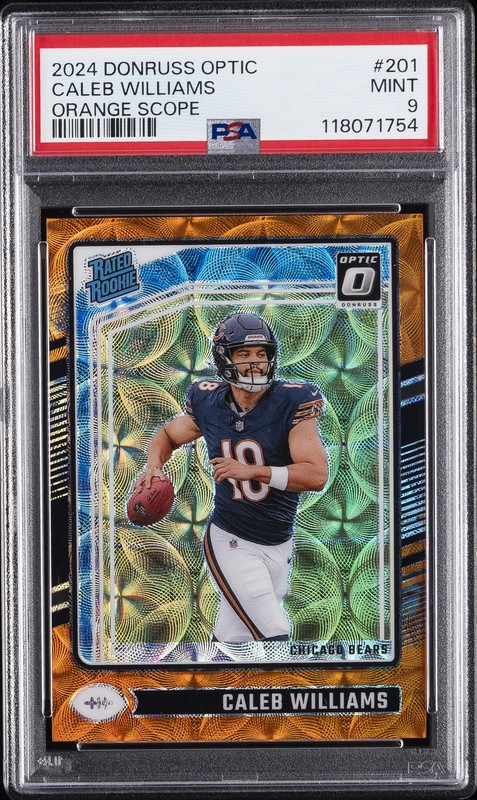 2024 PANINI DONRUSS OPTIC ORANGE SCOPE #201 CALEB WILLIAMS ROOKIE RC /79 PSA 9