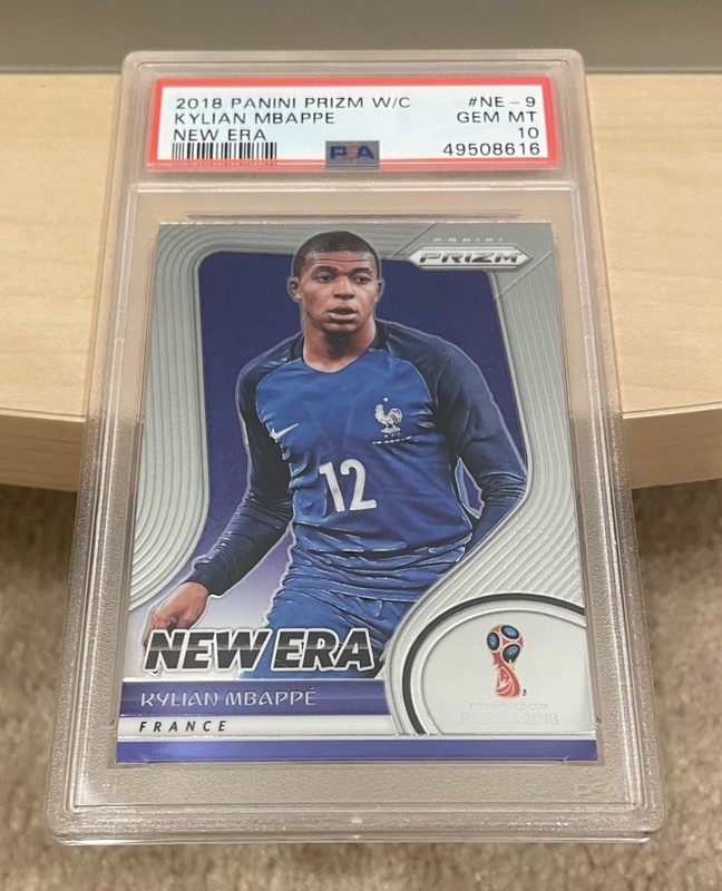 2018 Panini Prizm World Cup Soccer New Era Kylian Mbappe RC Rookie PSA 10