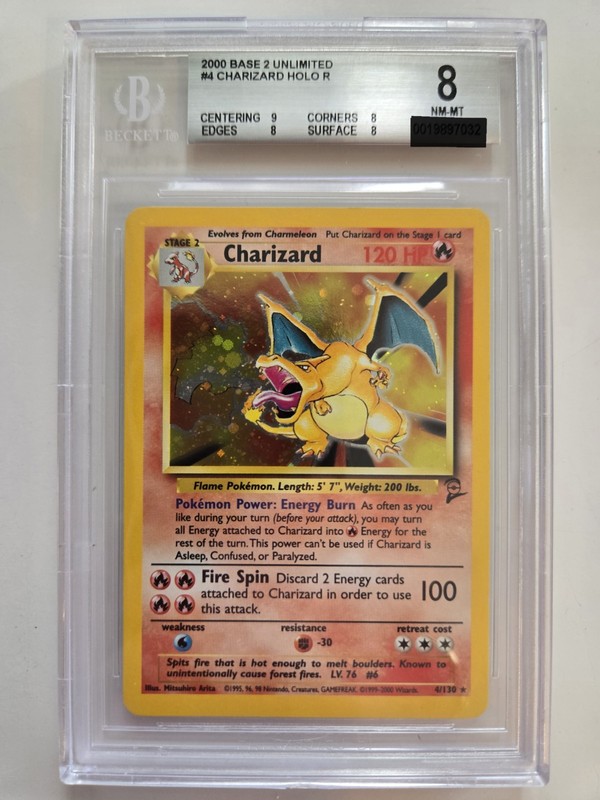 Pokémon Charizard #4 Base Set 2 BGS Graded 8 🔥 NM-MT
