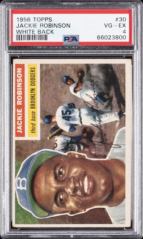 1956 TOPPS WHITE BACK #30 JACKIE ROBINSON PSA 4