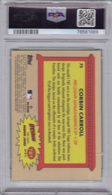 2023 Topps Throwback Thursday Corbin Carroll (RC) #73 Diamondbacks PSA 10 view 2