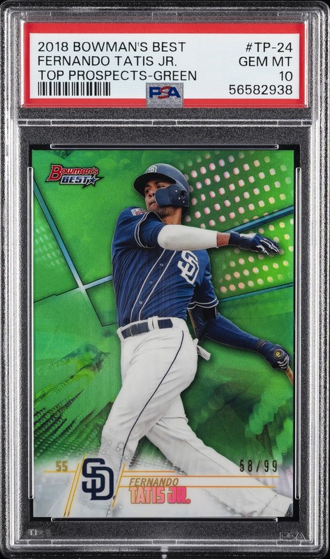 2018 BOWMAN'S BEST TOP PROSPECTS GREEN #TP-24 FERNANDO TATIS JR. 58/99 PSA 10