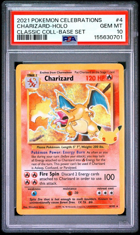 2021 POKEMON CELEBRATIONS CLASSIC COLLECTION #4 CHARIZARD-HOLO PSA 10