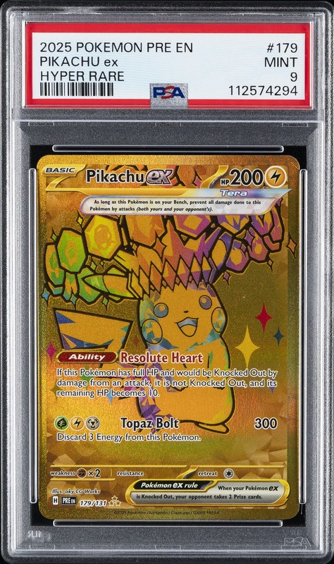 2025 POKEMON PRE EN-PRISMATIC EVOLUTIONS HYPER RARE #179 PIKACHU EX PSA 9