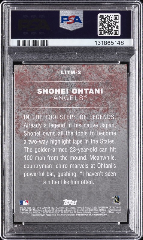 2018 TOPPS LEGENDS IN THE MAKING BLACK #2 SHOHEI OHTANI ROOKIE RC PSA 10 view 2