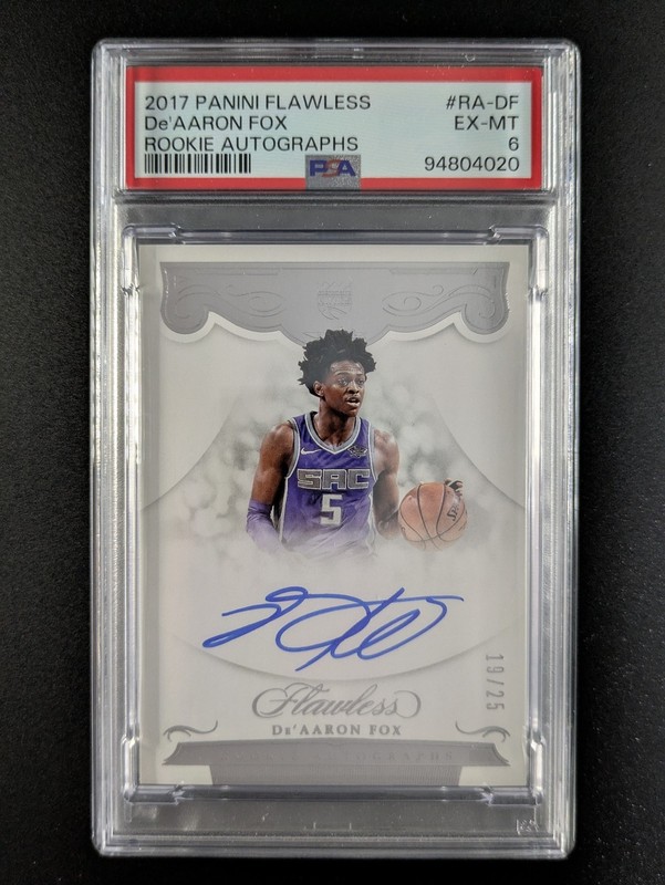 2017-18 Panini Flawless DE AARON FOX 19/25 RC Auto #RA-DF PSA 6 Rookie