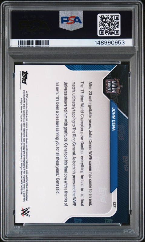 2025 TOPPS NOW WWE #137 JOHN CENA PSA 10 view 2