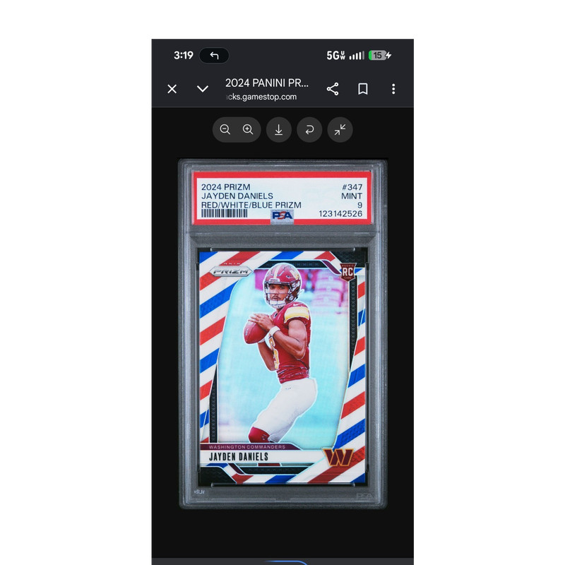 Panini Prizm Jayden Daniels Rookies #347 Red White & Blue Prizm RC PSA 9