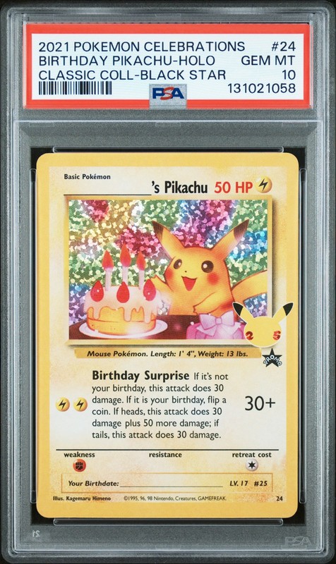 2021 POKEMON CELEBRATIONS CLASSIC COLLECTION #24 BIRTHDAY PIKACHU-HOLO PSA 10