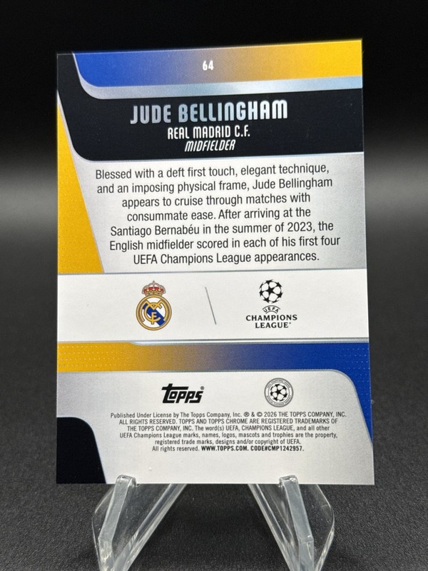 2025-26 Topps Chrome UEFA Jude Bellingham #64 Green Checker /99 view 2