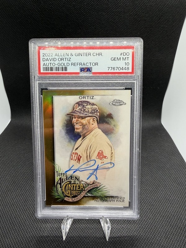 2022 Allen & Ginter Chrome David Ortiz on card Auto Gold Refractor /50 PSA 10