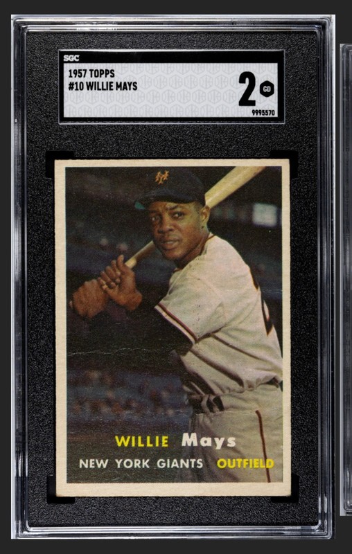 1957 Topps Willie Mays #10 Graded SGC 2, undegraded beauty centered, sharp