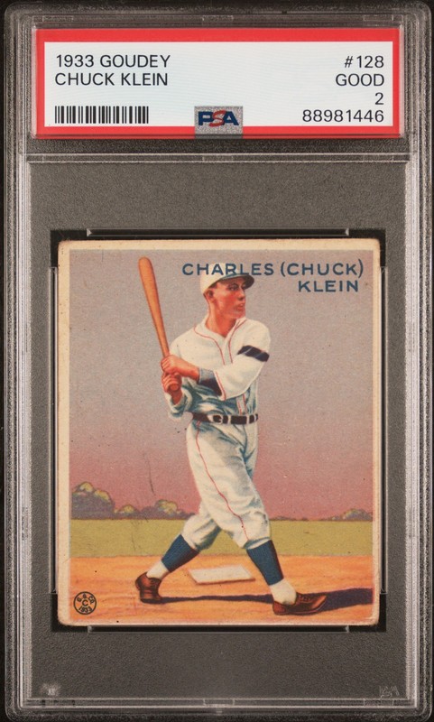 1933 GOUDEY #128 CHUCK KLEIN PSA 2