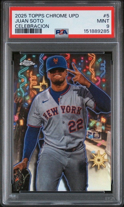 2025 Topps Chrome Update Juan Soto Celebracion PSA 9 Case Hit SP New York Mets