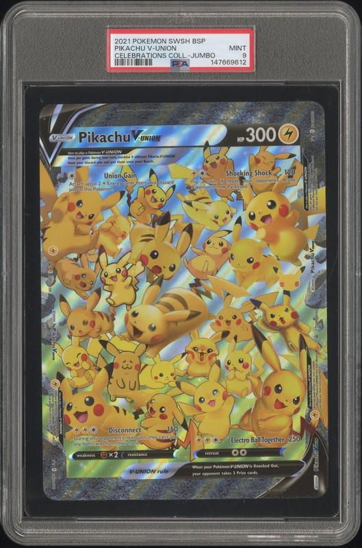 2021 POKEMON SWSH BLACK STAR PROMO PIKACHU V-UNION PSA 9