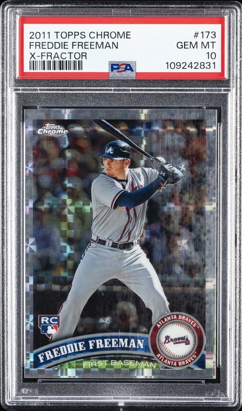 2011 TOPPS CHROME X-FRACTOR #173 FREDDIE FREEMAN ROOKIE RC PSA 10