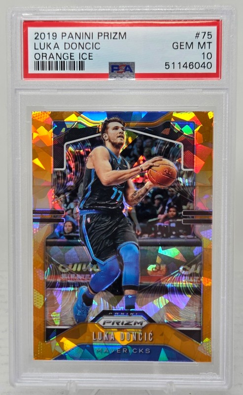 2019 Prizm Orange Ice Refractor LUKA DONCIC CARD PSA 10 GEM MINT