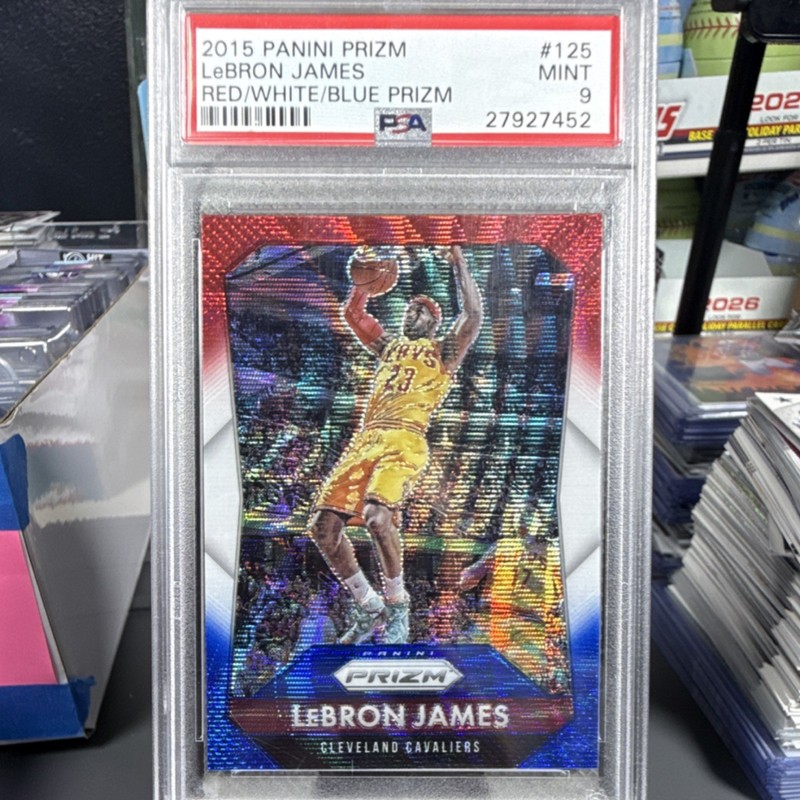 Panini 2015-16 Prizm LeBron James #125 Red White & Blue Prizm PSA 9