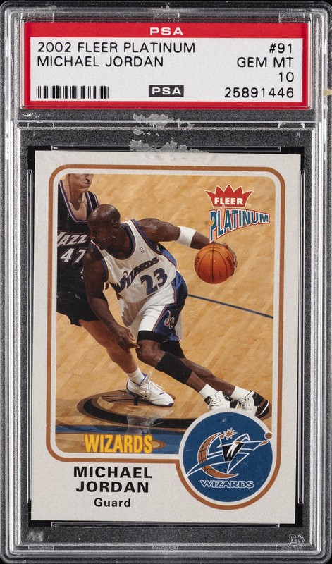 2002 FLEER PLATINUM #91 MICHAEL JORDAN PSA 10