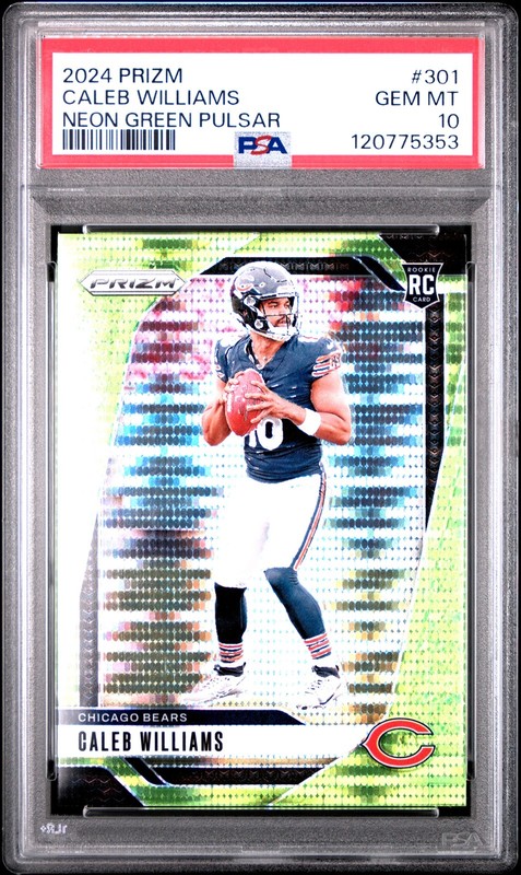 2024 PANINI PRIZM NEON GREEN PULSAR #301 CALEB WILLIAMS PSA 10
