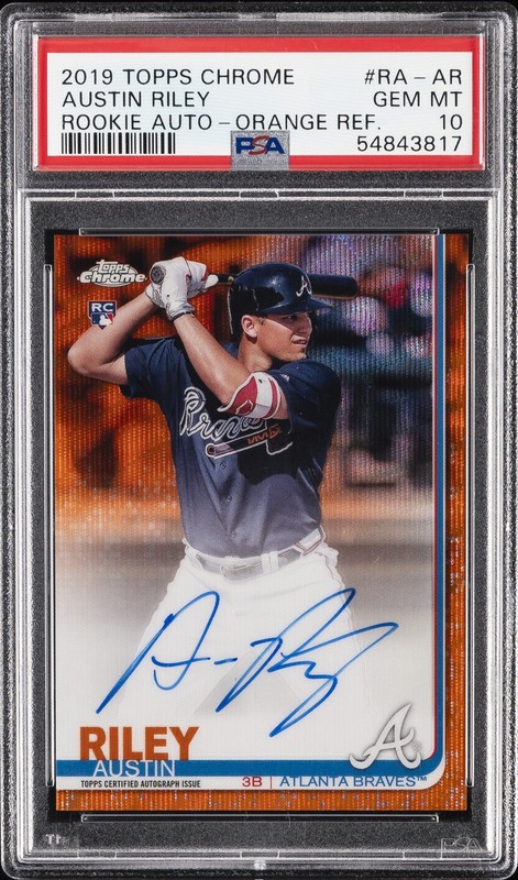 2019 TOPPS CHROME ROOKIE AUTO ORANGE REFRACTOR AUSTIN RILEY RC /25 PSA 10 AUTO