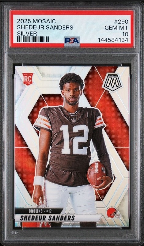 2025 Panini Mosaic Football Shedeur Sanders RC Silver Prizm #290 PSA 10 GEM-MT