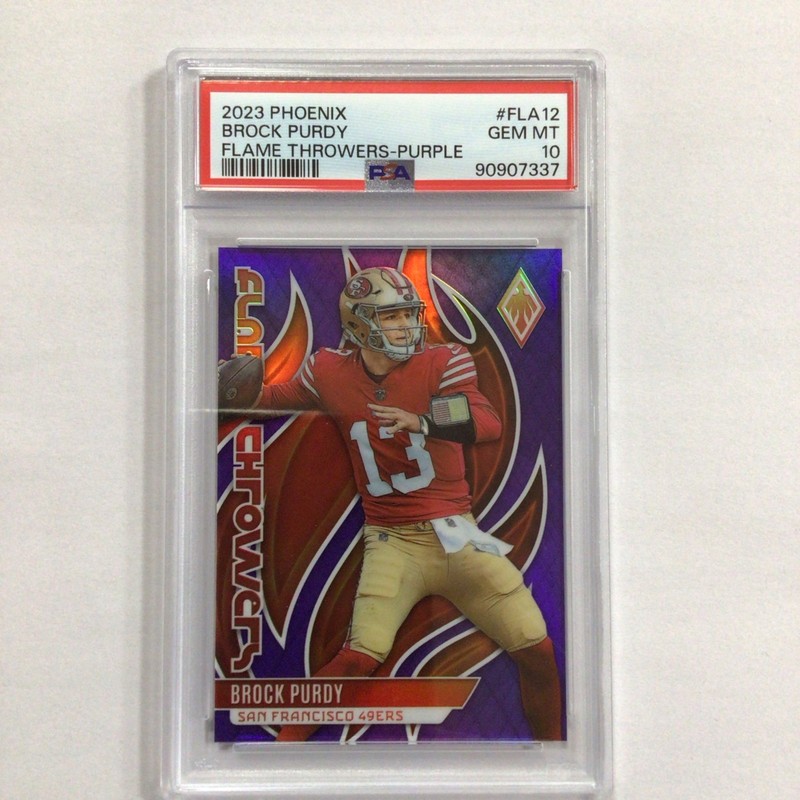 2023 Panini Phoenix - Flame Throwers Brock Purdy #FLA-12 Purple /125