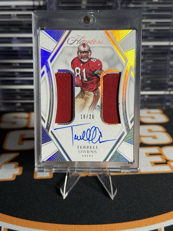 2024 Panini Flawless - Dual Patch Auto Terrell Owens #DPA-TOS Silver /20 AU, MEM