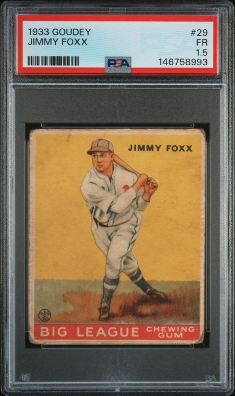 1933 GOUDEY #29 JIMMY FOXX ROOKIE RC PSA 1.5