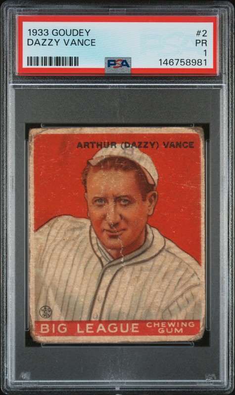 1933 GOUDEY #2 DAZZY VANCE PSA 1