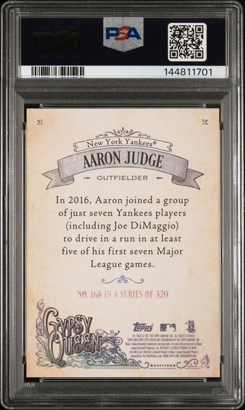 2017 TOPPS GYPSY QUEEN W/CAP #168 AARON JUDGE ROOKIE RC PSA 10 view 2