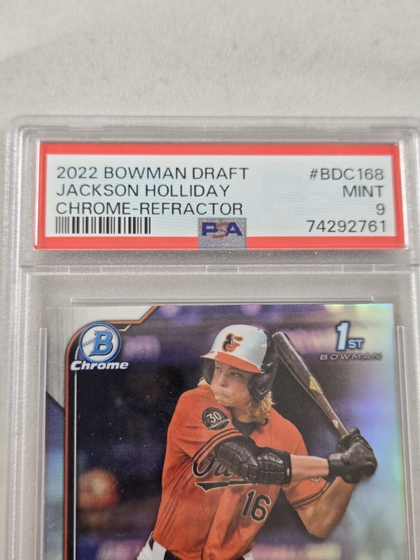 2022 Bowman Draft JACKSON HOLLIDAY 1st Chrome-Refractor PSA 9 MINT view 2