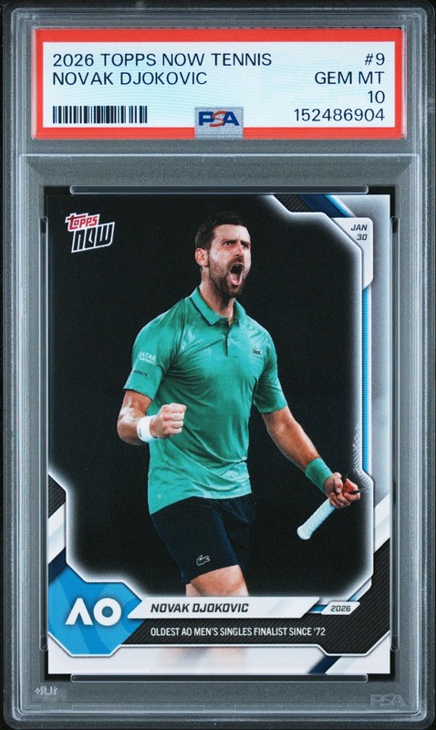 2026 TOPPS NOW TENNIS #9 NOVAK DJOKOVIC PSA 10