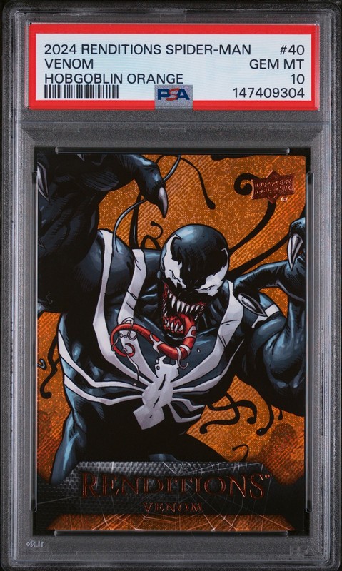 2024 UD MARVEL RENDITIONS SPIDER-MAN HOBGOBLIN ORANGE #40 VENOM 156/299 PSA 10