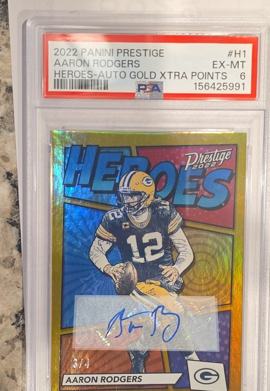 2022 Panini Prestige - Heroes Aaron Rodgers #H-1 Xtra Points Autographs 3/4(AU) 