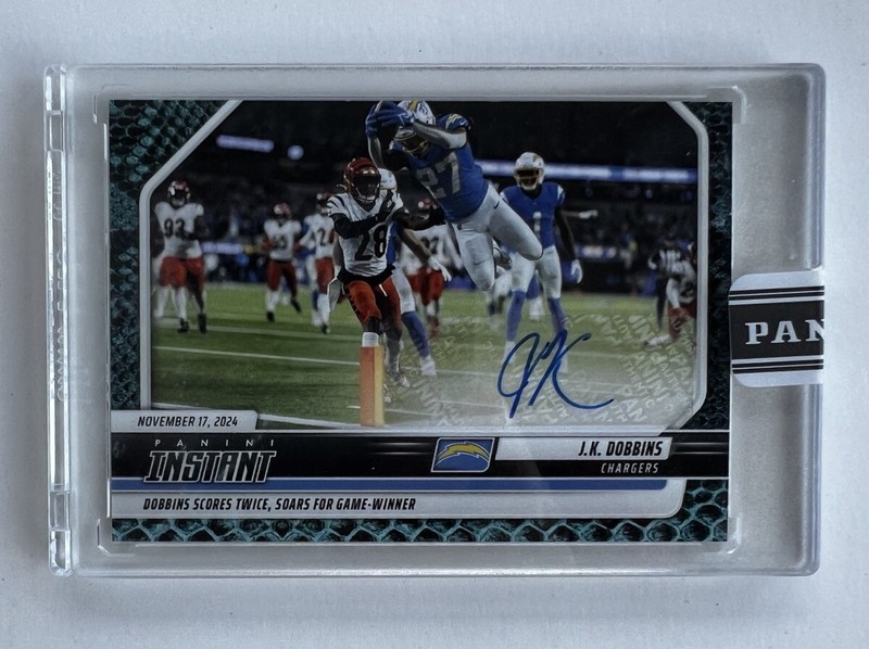 2024 Panini Instant 1/1 J.K. Dobbins AUTO BLUE VIPER Chargers/Broncos - Sealed