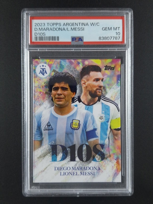 2023 Topps Argentina World Champions MARADONA/MESSI D10S PSA 10 POP 188