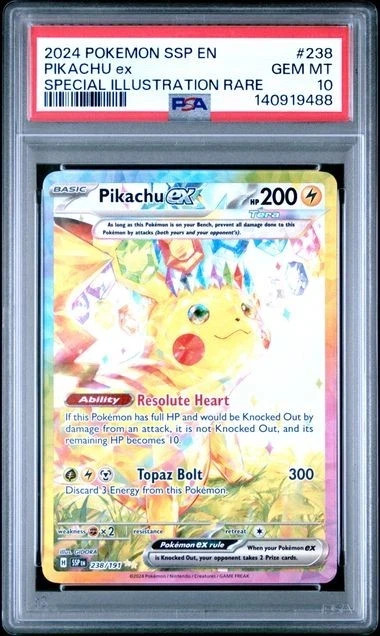 Pokemon Pikachu ex Surging Sparks Special Illustration Rare #238 PSA 10 Gem Mint
