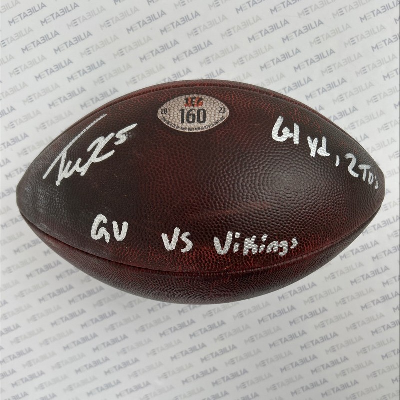 Tee Higgins Auto Game Used Football Bengals v Vikings COA JOE MIXON TD