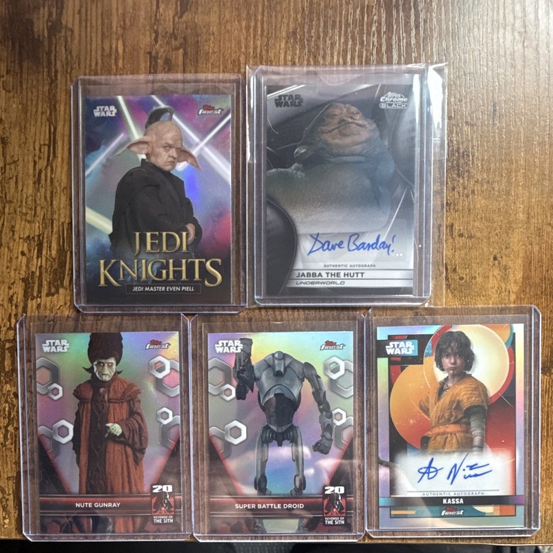 Topps Star Wars Finest/Chrome Black 5-Card Lot Hard Signed Autos Jabba Kassa