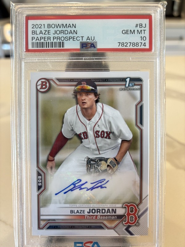 2021 Bowman Blaze Jordan PAPR-BJ 1st Paper Auto PSA 10 | Boston Red Sox