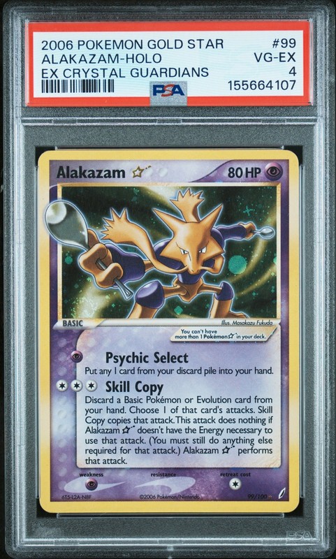2006 POKEMON EX CRYSTAL GUARDIANS GOLD STAR #99 ALAKAZAM-HOLO PSA 4