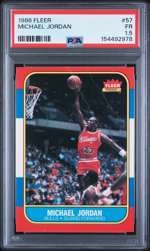1986 FLEER #57 MICHAEL JORDAN ROOKIE RC PSA 1.5
