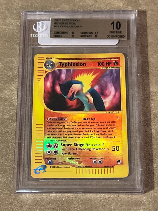 BGS PRISTINE 10 2002 Pokemon WOTC Expedition Typhlosion-Reverse Foil #065 POP 1