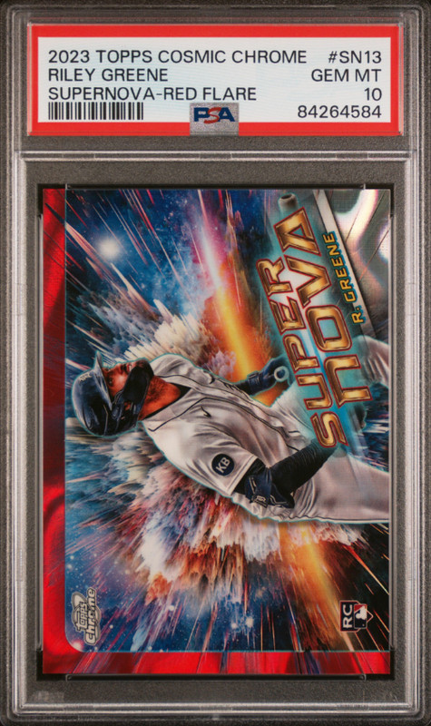 2023 Topps Chrome Cosmic Riley Green Supernova Red /5 PSA 10 POP 1/1 Rookie RC