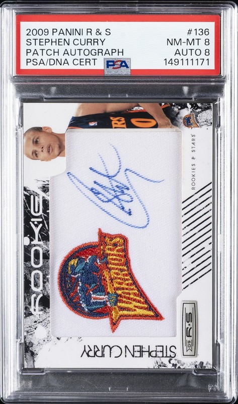 2009 PANINI ROOKIES & STARS #136 STEPHEN CURRY ROOKIE RC /449 PSA 8 DNA AUTO 8