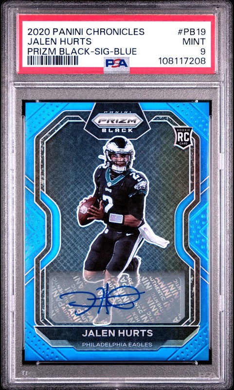 Jalen Hurts Rookie RC Auto PSA 9 Blue Prizm Black JSY#02/25 Chronicles 2020