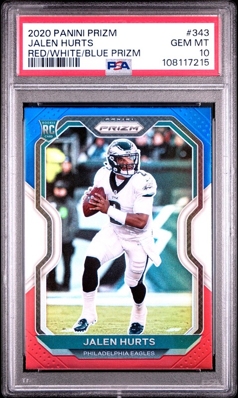 Jalen Hurts Rookie RC PSA 10 Red White Blue Prizm Panini 2020 #343