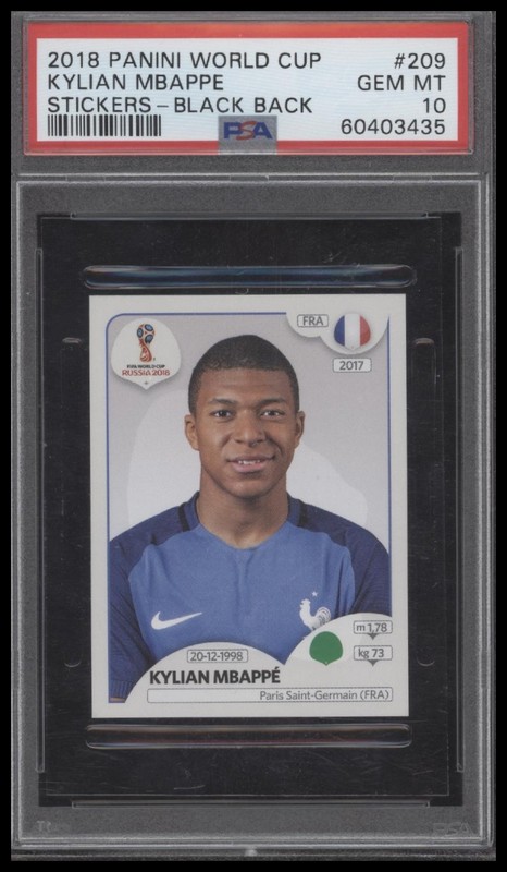 Kylian Mbappe Rookie RC PSA 10 World Cup Stickers Black Back 2018 #209