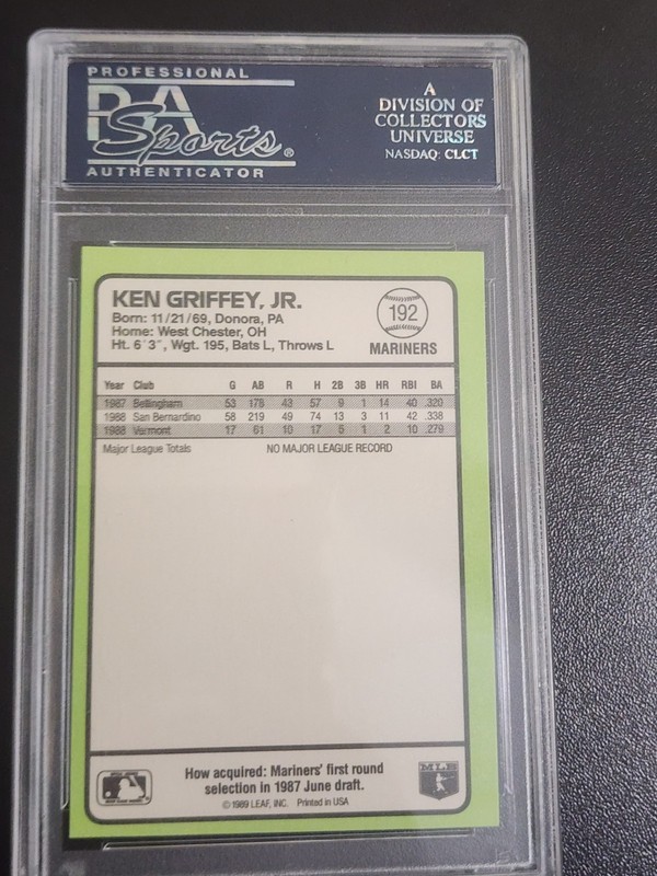 Donruss 1989 Baseball's Best Ken Griffey Jr. #192 Mariners Rookie PSA 8 view 2